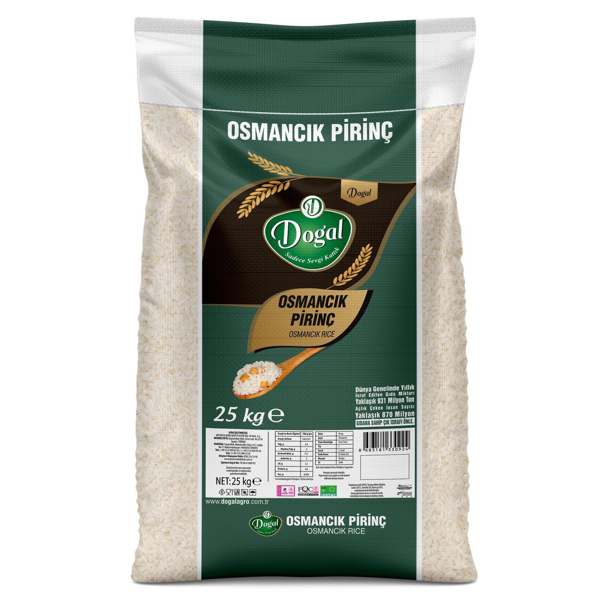 Doğal Osmancık Pirinç 25kg