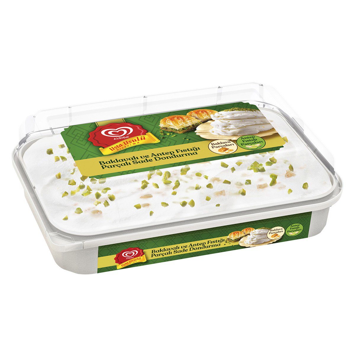 Algida Usta Usulü Baklavalı ve Antep Fıstığı Parçalı Sade Dondurma 460ml