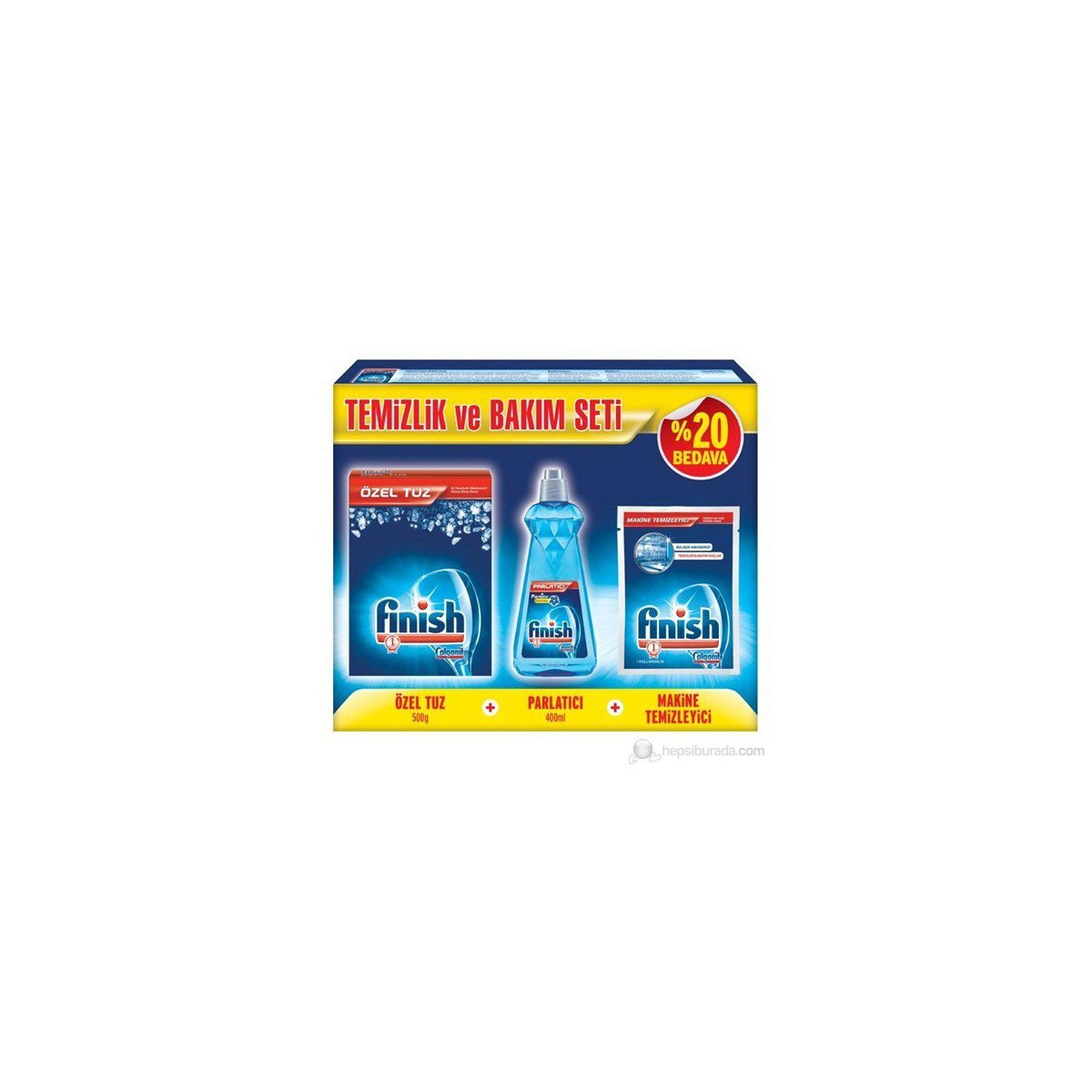 Finish Bulaşık Makinesi Temizlik ve Bakım Seti 3'lü (Parlatıcı 400ml Temizleyici 250ml Tuz 500g)
