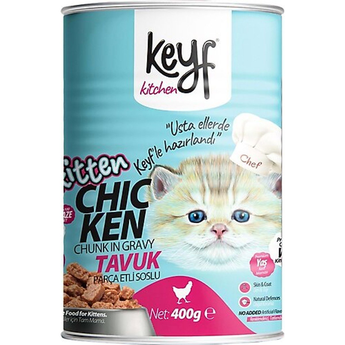 Keyf Konserve Kedi Maması 400g Parça Tavuk Etli Soslu