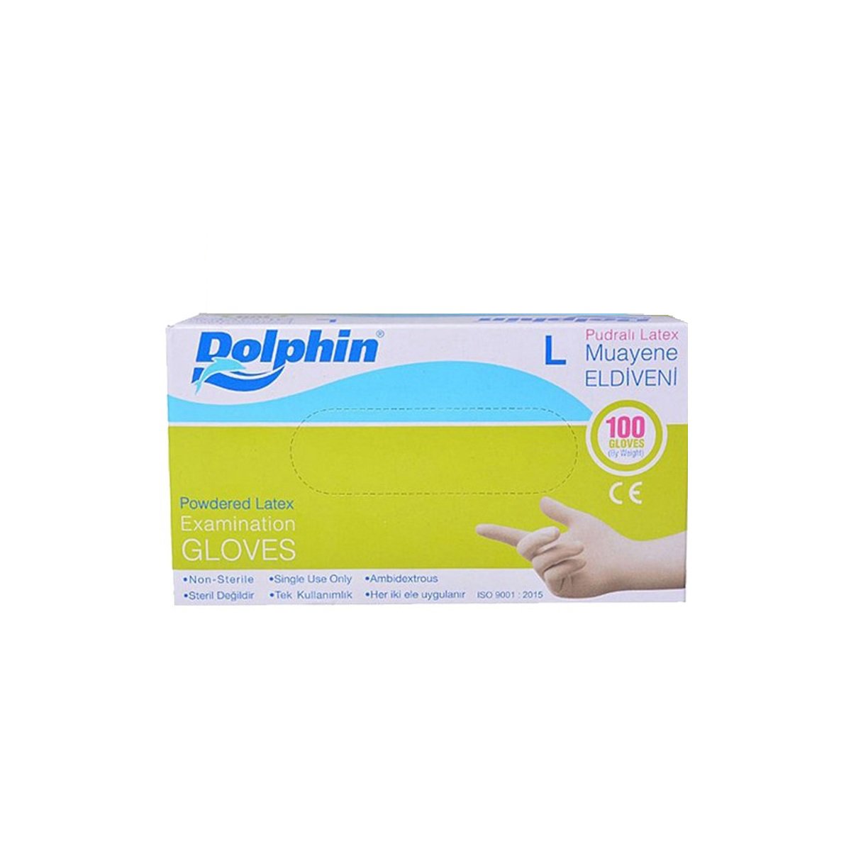 Dolphin Eldiven Latex Pudralı (L) 100'lü