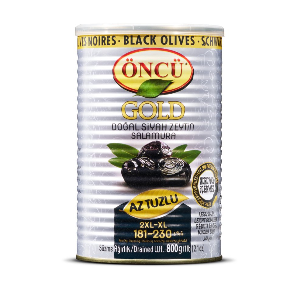 Öncü Az Tuzlu Siyah Zeytin Teneke Kutu 800gr (2XL-XL 181-230)