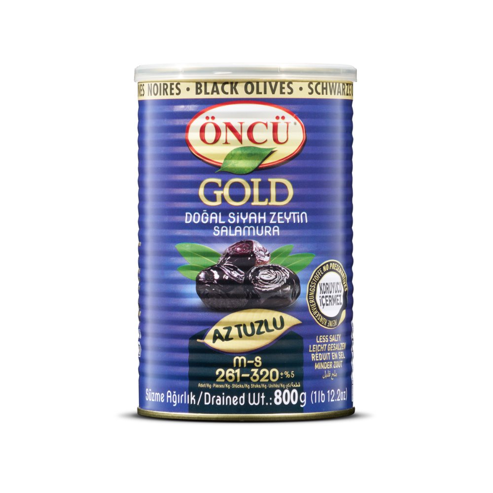 Öncü Az Tuzlu Siyah Zeytin Teneke Kutu 800gr (M-S 261-320)