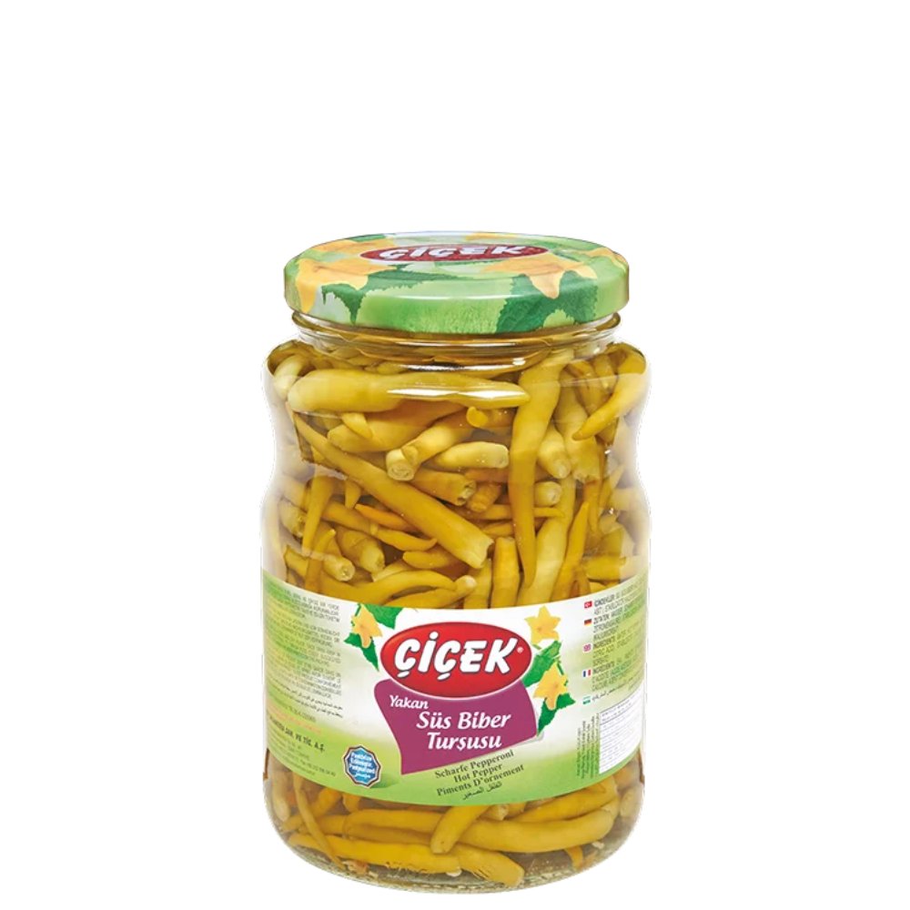 Çiçek Yakan Biber Turşusu Cam Kavanoz 1700cc Süzme:750gr