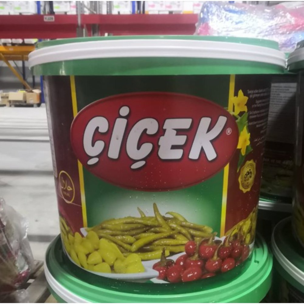 Çiçek Yakan Biber Turşusu Kova 13kg Süzme:6kg