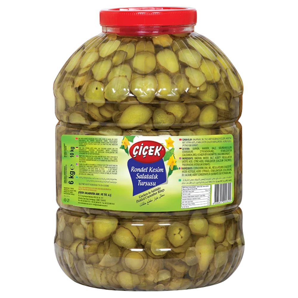 Çiçek Rondel Kesim Salatalık Turşusu Pet Şişe 10Kg Süzme:6kg