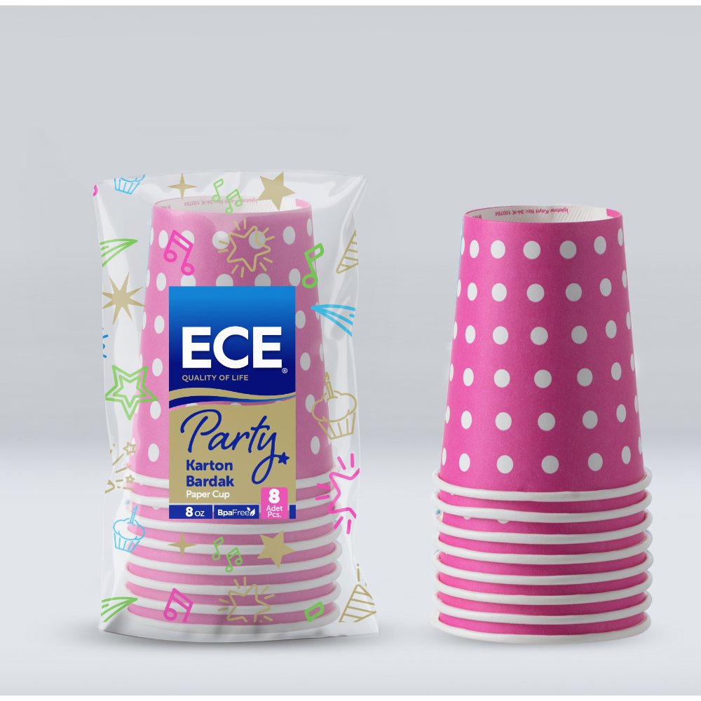 ECE Party Kağıt Bardak Pembe 8 Oz 8'li