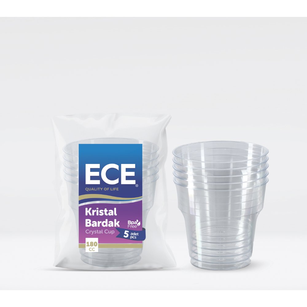 ECE Kristal Bardak Şeffaf 180cc 5'li