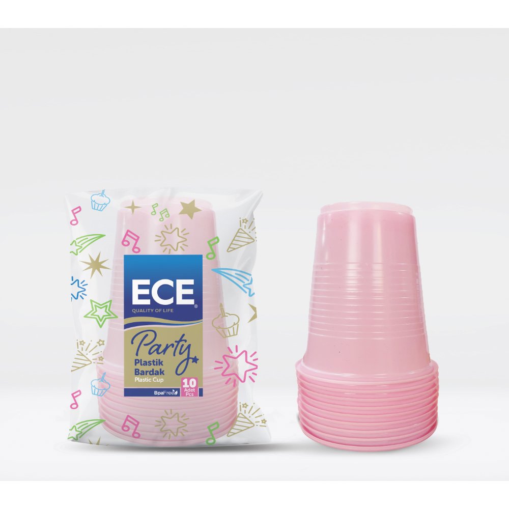 ECE Party Plastik Bardak Pembe 200cc 10'lu