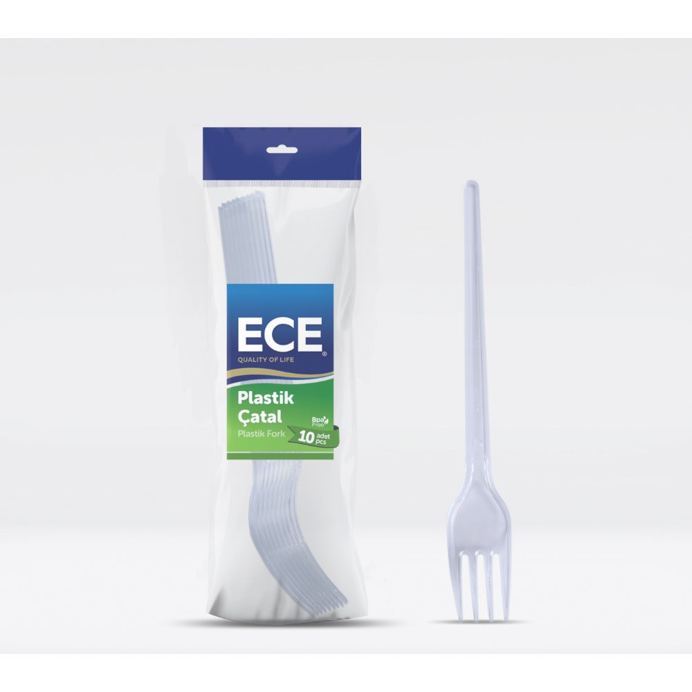 ECE Plastik Çatal Beyaz Eko 10'lu