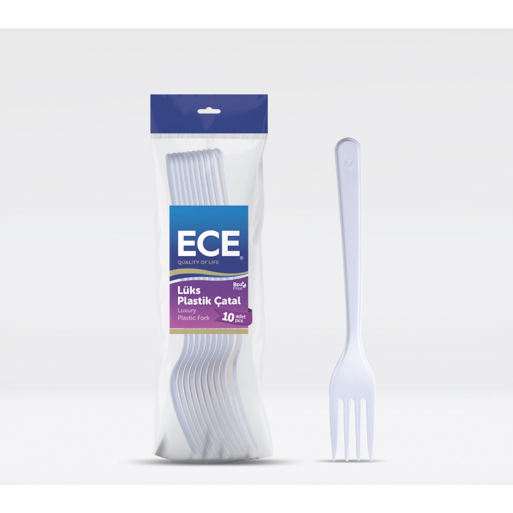 ECE Plastik Çatal Beyaz Lüx 10'lu