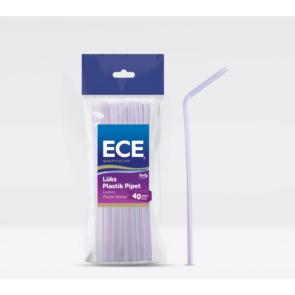 ECE Körüklü Pipet 4,8mm Çap 21,5cm 40'lı