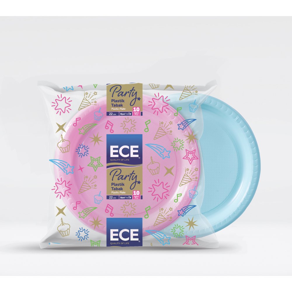 ECE Party Plastik Tabak Pembe 22cm 10'lu