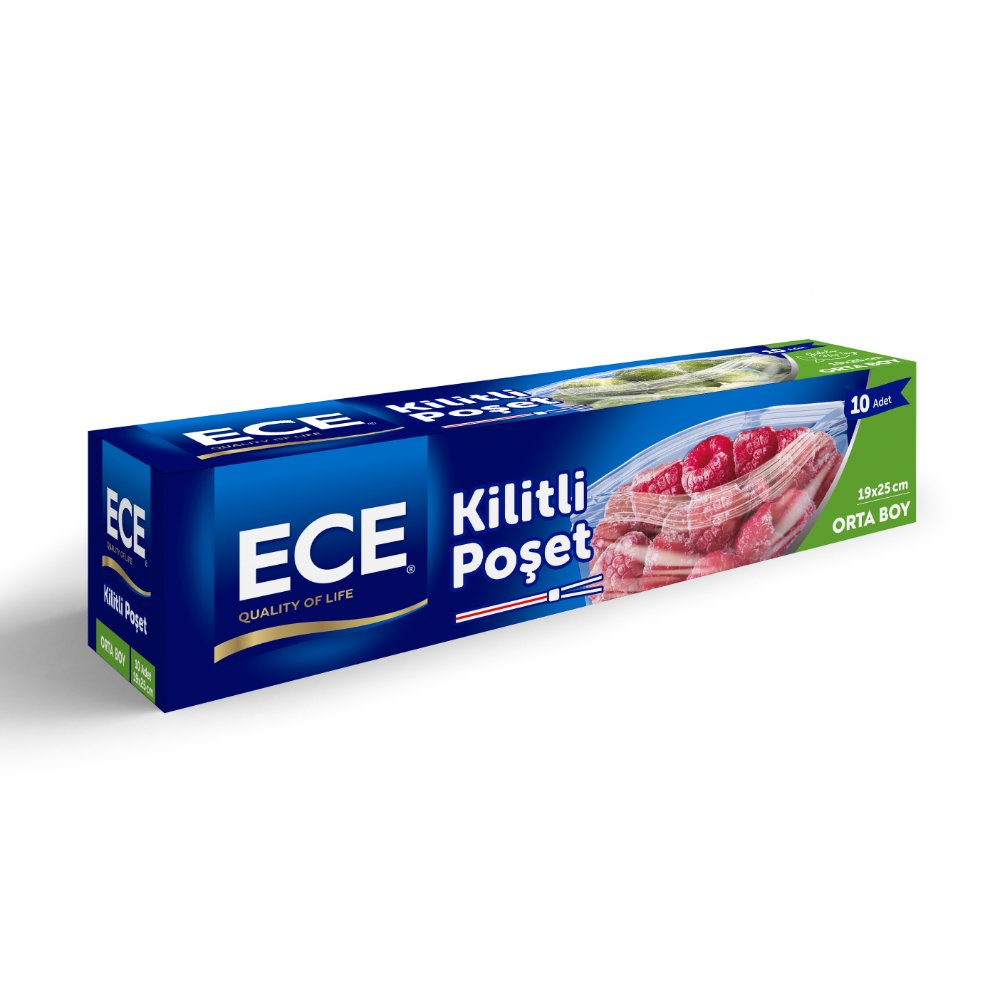 ECE Kilitli Buzdolabı Poşeti Orta 19X25cm 10'lu