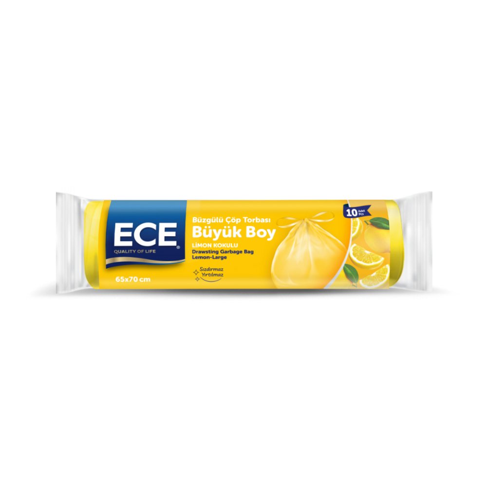 ECE Çöp Torbası Büzgülü Limon Kokulu Büyük 65X70cm 10'lu