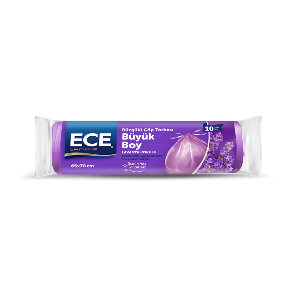 ECE Çöp Torbası Büzgülü Lavanta Kokulu Büyük 65X70cm 10'lu