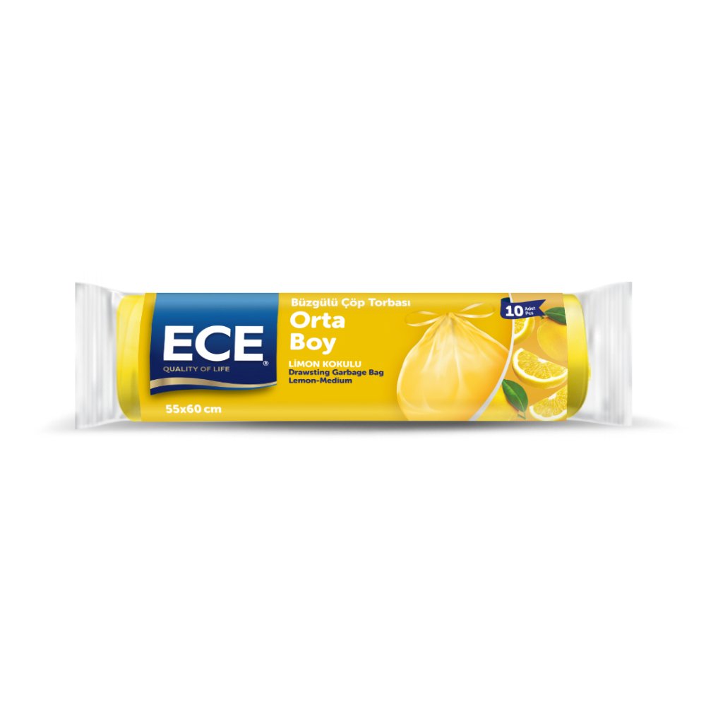 ECE Çöp Torbası Büzgülü Limon Kokulu Orta 55X60cm 10'lu