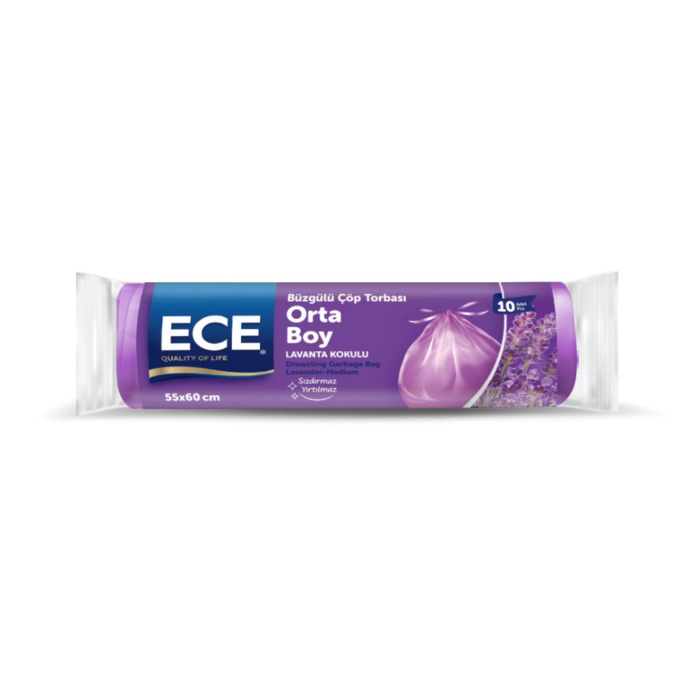 ECE Çöp Torbası Büzgülü Lavanta Kokulu Orta 55X60cm 10'lu