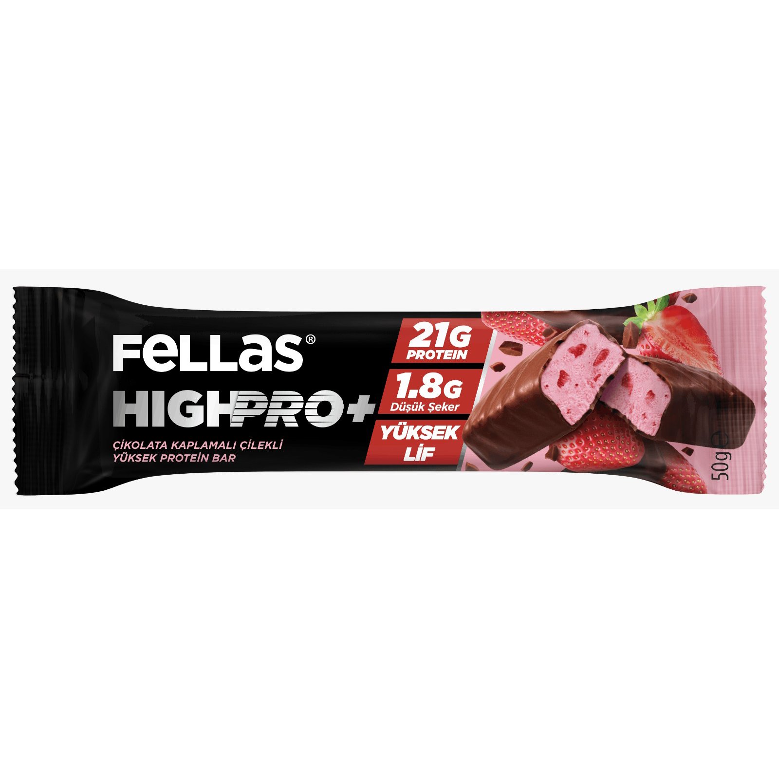 Fellas Highpro+ Protein Bar Çilekli 50 gr