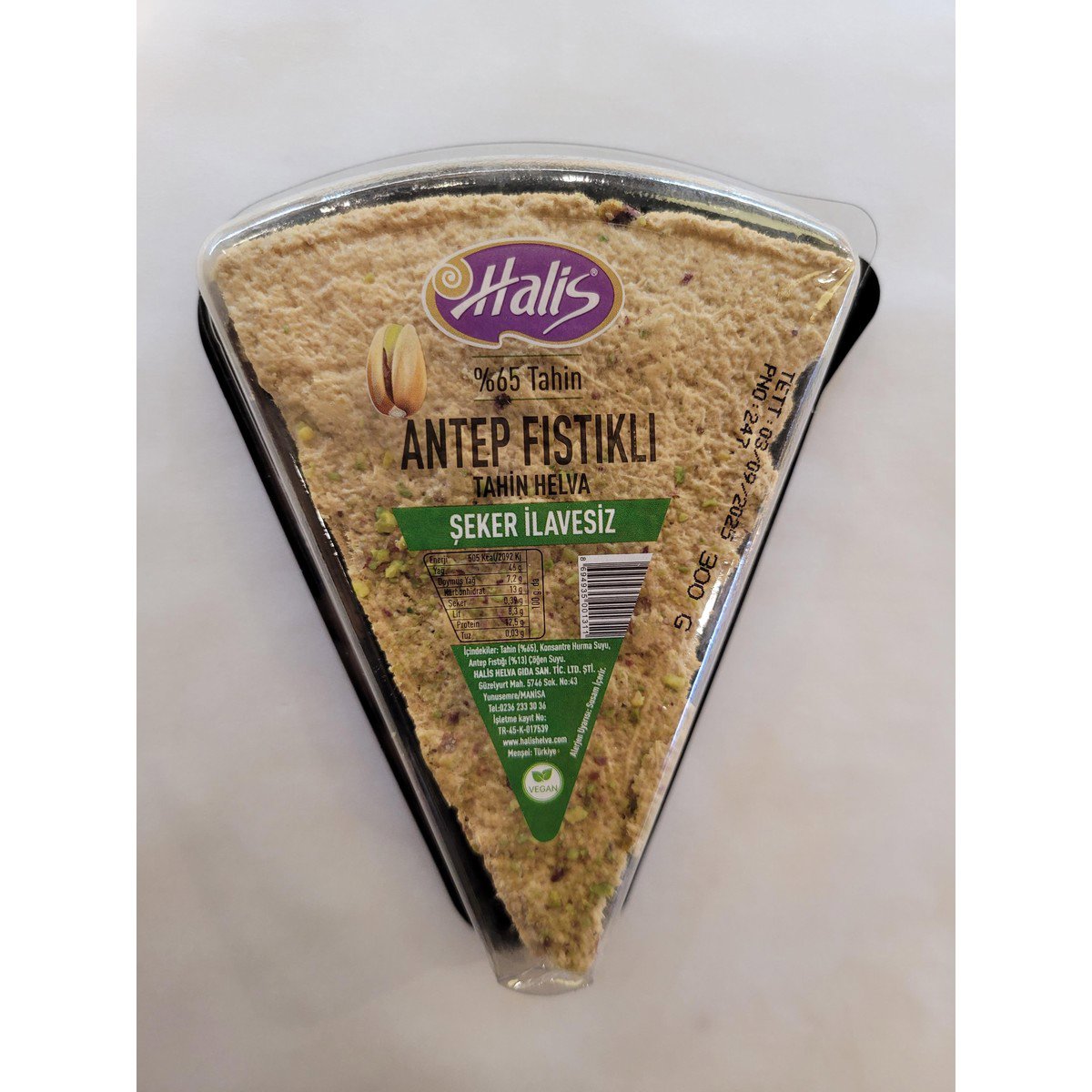 Halis Üçgen Kap Şekersiz 300g Antep