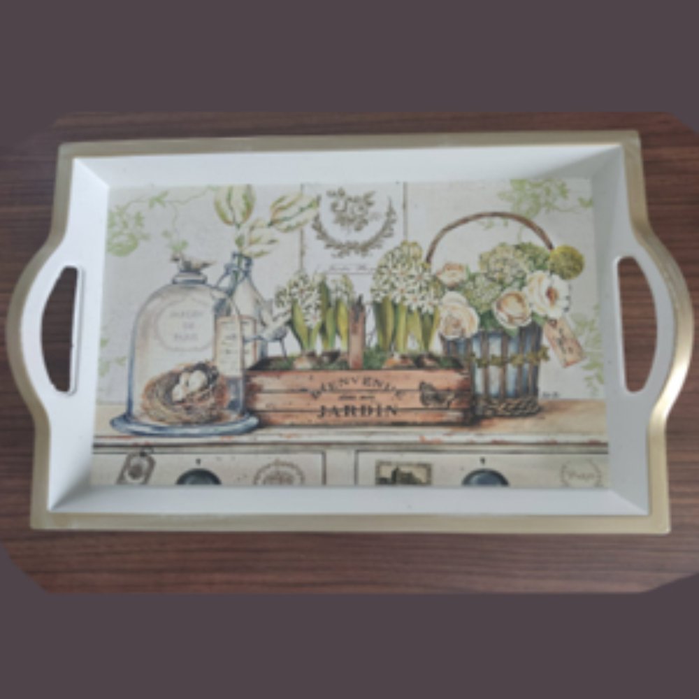 Alice Home Tepsi Dikdörtgen Beyaz Boyalı