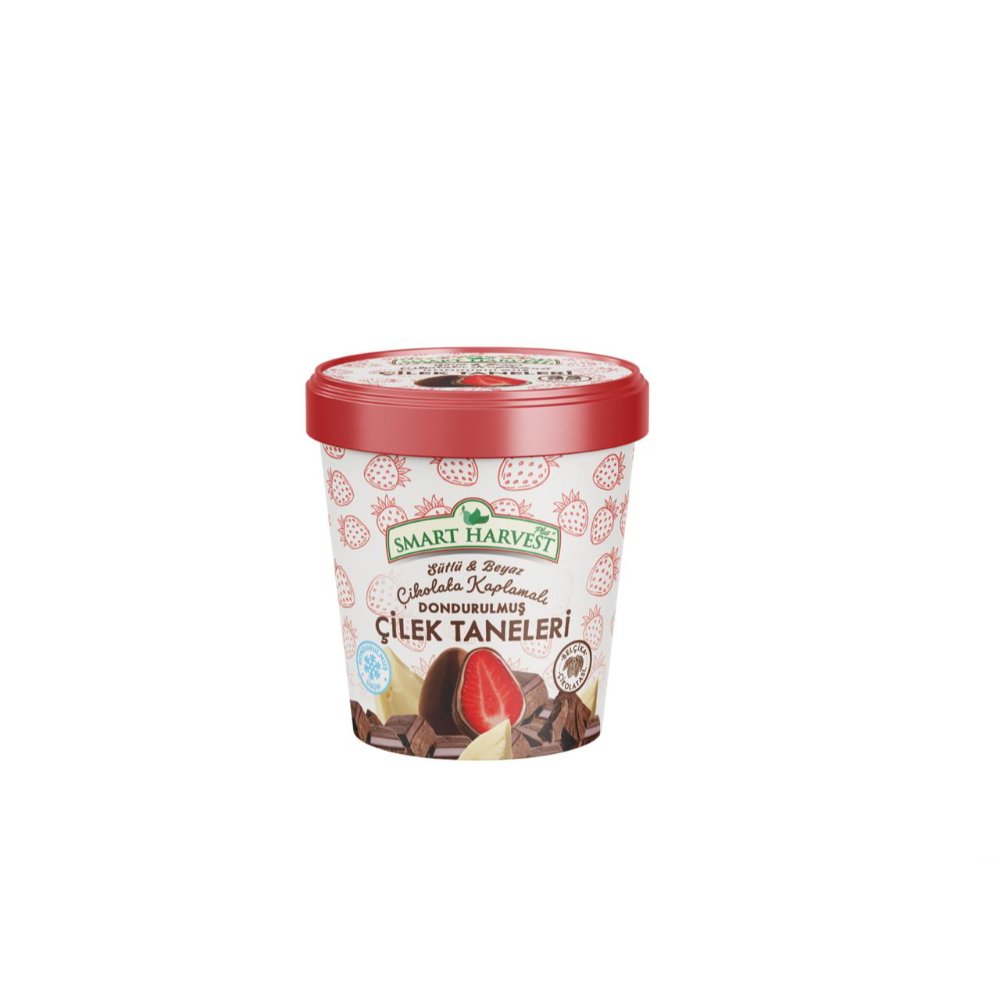 Smart Harvest Donuk Meyve Taneleri - Sütlü Beyaz Çikolata Kaplı Çilek 150 gr